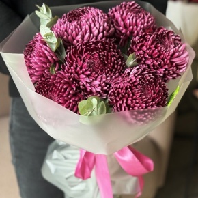 Букет "Виноградный" из 7 хризантем Бигоуди в Озерах