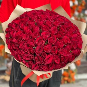 Букет 101 красная роза Кения (50 см) в Озерах