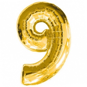 Шар гелиевый цифра 9 (40х102 см) в Озерах