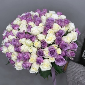 Букет "Фиолетовый микс" из 101 розы (40 см) в Озерах