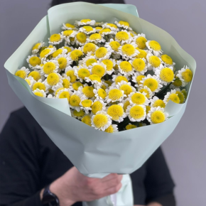 Букет "Моё солнышко" из 17 хризантем сантини  в Озерах