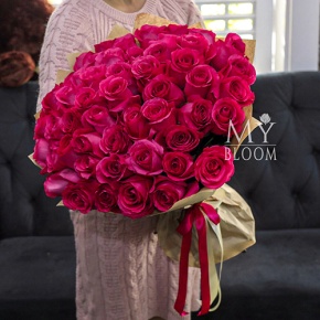 Букет 51 роза Эквадор Пинк Флоид (60 см) в Озерах