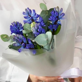 Букет "Мини" из 5 ароматных гиацинтов и эвкалипта в Озерах