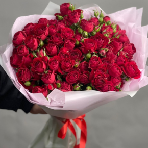 Букет из 17 красных кустовых пионовидных роз (50 см) в Озерах